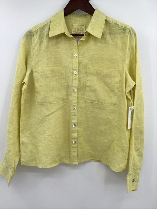 Sigrid Olsen Tops - Sigrid Olsen Yellow - Green Linen Button-Down Shirt